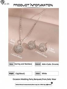 1set/3pcs Classic Flower Earrings Silver Color Luxury Cubic Zirconia Necklace Earring Set Female Charm Jewelry Gift For Daily Wear And Festivals