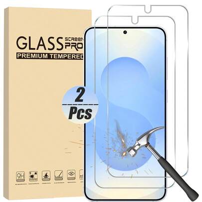 2片装 Galaxy S26 Ultra 钢化玻璃屏幕保护膜 [兼容手机壳] [防刮花] [超声波指纹解锁] 高清保护膜，适用于三星 Galaxy S25 Ultra、A15、A14、A13、A55、A54、A16