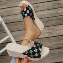 Women's Fashion Embroidered Wedge Slide Sandals - Silver - View 5