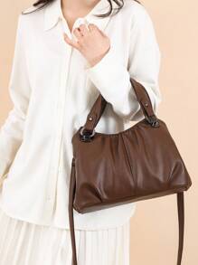 Minoritatea franceză plisată portabilă mică geantă de mână femeie nouă personalizată Ins subraț geantă de modă navetistă crossbody bag - Maro - Vizualizare 1