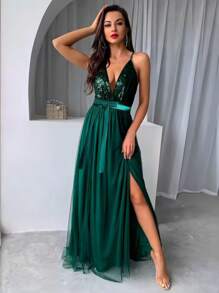 1 pieza Enagua verde oscuro de 105 cm de largo para mujer que se puede usar con un cinturón de cintura alta, una falda con abertura lateral de doble capa, una falda para escenario y banquete, adecuada para boda, banquete, actuación, fotografía de viaje, falda decorativa de estilo sexy, falda larga hasta el piso, falda decorativa de festival, falda de actuación de fiesta de carnaval al aire libre, vestido de dama de honor, falda de baile, falda de disfraz de festival, vestido decorativo de cosplay, ropa de otoño para mujer - multicolor - Ver 8