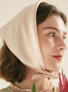 1pc Women Solid Color Imitation Silk Satin Scarf, Minimalist Elegant Versatile Square Neck Scarf/Head Scarf Suitable For Daily Outings, Dates, Dinners, Gatherings For Dress - Multicolor - View 2