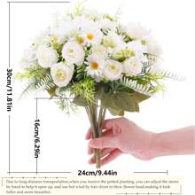 1件人造牡丹花束、繡球花、大麗花，情人節禮物、生日派對裝飾、婚禮花籃、新娘花束、家居裝飾、餐廳、臥室、窗台、花瓶裝飾、新年裝飾、戶外花園、返校季節 - 白色1 - 查看 6