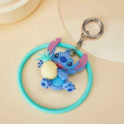 Miniso Disney Stitch Cartoon Wristband With 3D Pendant, Cute Cartoon Character, Comfortable Fit, Daily Wear & Bag Accessory, Ideal Birthday Gift,PVC Material(1 PC)