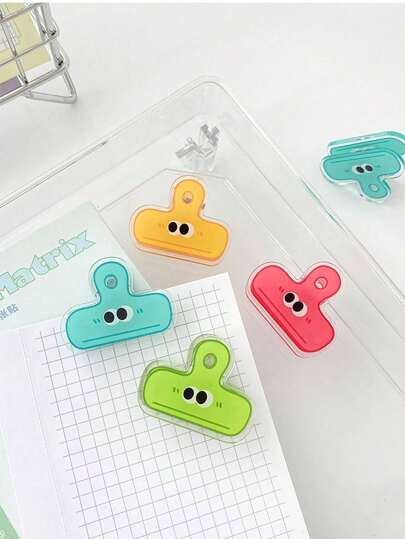 1/4pcs Big Eye Clip Cartoon Sealing Clip Cute Acrylic Clip Small Eye Long Tail Clip Ticket Clip Handbook Book Clip Primary School Student Prize Gift Colorful Small Clips, Clear Multipurpose Book Marks Clips, Transparent Paper & Document Clips, Creative Office Supplies , Back To School Gifts