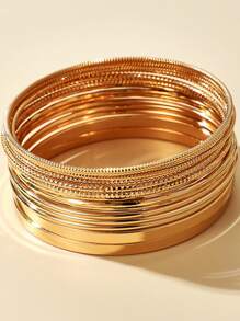 RINTOLER 14pcs Niche Creative Geometric Hollow Handmade Woven Bracelet Set