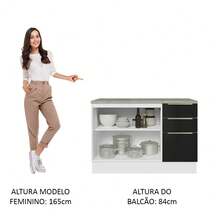 Gabinete Bajo Cocina Madesa Lux 120cm Con Encimera Blanco/Negro - Blanco y Negro - Ver 6