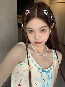 100pcs Cute Y2K Five-Pointed Star BB Hair Clips, Starry Adorable Iron Alloy BB Clips Hair Accessories - Girl Y2K Star Snap Clips, Non-Slip, Women's Accessories - Suitable For Daily Party Dopamine Colorful Party Main Character Combination Set Claw Clips Hair Claws Hair Barrettes, School Stuff, College, Set, Head Accessories - Multicolor - View 3