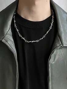 1pc Fashion Punk Gothic Style Thorns Necklace, Unisex Suitable For Everyday Couple Wear