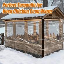 8x10 FT Thicken Clear Tarp Waterproof, Anti-Tear Windproof Garden Transparent Poly Tarpaulin, Snowproof Plant Cover, Insulation Shed Cloth With Grommets For Porch Patio Camping Supplies - Transparent - View 6