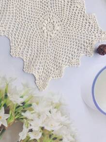 1 pièce de dessous de verre crocheté de 10"x16", fait main, convient pour la décoration intérieure, le salon, la salle à manger, le bureau, la chambre, le bureau. Applicable pour diverses occasions : fêtes, Noël, mariage, Thanksgiving, Nouvel An, Fête des Pères, Fête des Mères, etc. Fabriqué en fibre végétale, doux et agréable pour la peau. - Beige - Voir 11