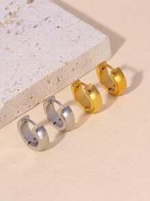 1 对简约时尚不锈钢耳环适合男士日常佩戴