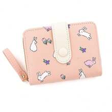 Girl's Cartoon Rabbit Wallet, Student Zipper Coin Purse, Ladies Short Wallet, Tri-Fold Coin Pouch, Multi-Card Holder - Multicolor - View 10