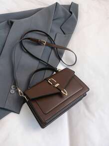 Spring Luxury Minimalist Small Square Bag, Fashionable Commuting Versatile PU Leather Crossbody Bag For Women - Brown - View 5