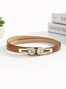 水钻花朵装饰可调节腰带，适合夏季连衣裙、秋季学校装、秋季、万圣节 - 棕色 - 查看 2