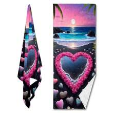 1pc Personalized Design Coconut Tree, Butterfly, Heart, Guitar, Planet Extra Large Beach Towel, Quick Dry, Lightweight Microfiber, Suitable For Swimming Pool, Camping, Travel, Leopard Print Colorful Beach Towel & Bath Towel