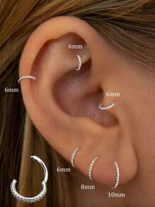 1pc S925 Sterling Silver Zirconia Earring, Seamless Open Design With Ear Clip, Suitable For Women's Daily Wear, Best Gift For Girlfriend, Mother, Sister - Single - View 2