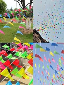 50 pièces Guirlande de fanions en tissu colorés, drapeaux triangulaires bicolores, pour mariages, anniversaires, fêtes, décorations de chambres et de jardins, guirlande pour ouverture officielle - Drapeaux de célébration universels pour l'extérieur