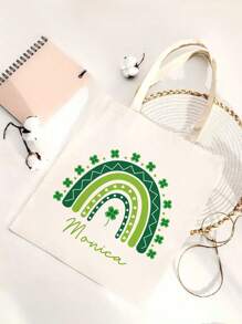1pc Customizable Tote Bag For Women,Customizable Name Summer Beach Bag,Crossbody Bags For Women, Travel Accessories,St Patricks Day Canvas Tote,Mother's Day Gift,Graduation Gift, Custom Shoulder Bag,Gifts For Her,Suitable For Beach, Road Trip, Back To School, Daily Use -Gift For Travel Enthusiasts Students,Personalized Tote Bag Bridesmaid Gifts Bridal Party,Easter,Gift Bag, Birthday Gifts,Teachers ' Day,Girlfriend And Wife - Multicolor - View 9