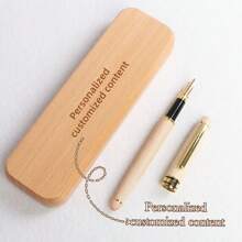 Personalized Maple Wood Pen Set, Customizable Engraved Signature Pen, Push-Button Cap, Medium Nib, Ideal Office Gift For Teachers, Anniversary, Valentine's Day - Multicolor - View 17
