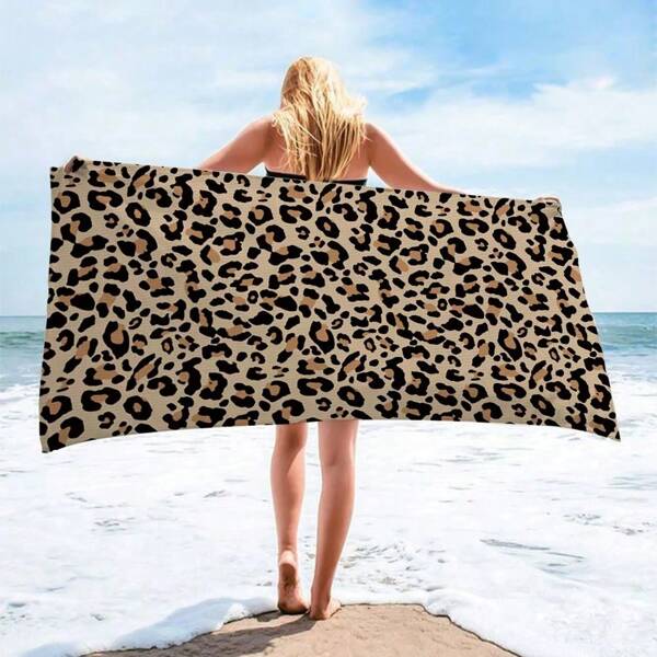 QinBetteryou Toalha de praia com estampa de leopardo e abacaxi, 1 peça - Toalha de praia de verão para praia, piscina, festa, esportes ao ar livre, acessório de férias, adequada para férias, viagens ao ar livre e banheiro, toalha de praia com padrão especial para homens e mulheres