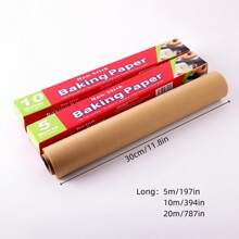 5m/10m/20m Brown Baking Parchment Paper, Double-Sided Silicone Coated Grease-Proof Wrapping Paper For Baking, Roasting, Steaming