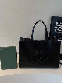 Large Capacity Waterproof Business Casual Fashion Solid Color PU Leather Women Backpack/Shoulder Bag, Suitable For Girls, Ladies, College Students, Newlyweds And Office Workers, Great For Work, Business, Commuting, School And More - Black - View 6