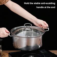 3X Induction Non Stick Stainless Steel Cookware Cooking Pot Pan With Lids Set UK - Silver - View 8