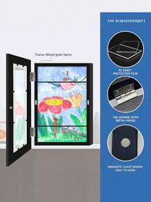 1pc A4 Children's Wooden Wall-Mounted Picture Frame, Modern Home Transparent Picture Frame, Flip-Open Wooden Magnetic Frame For Storing And Displaying Children's Artwork, Scribbles, Awards And Certificates Gifts Birthday Graduation
