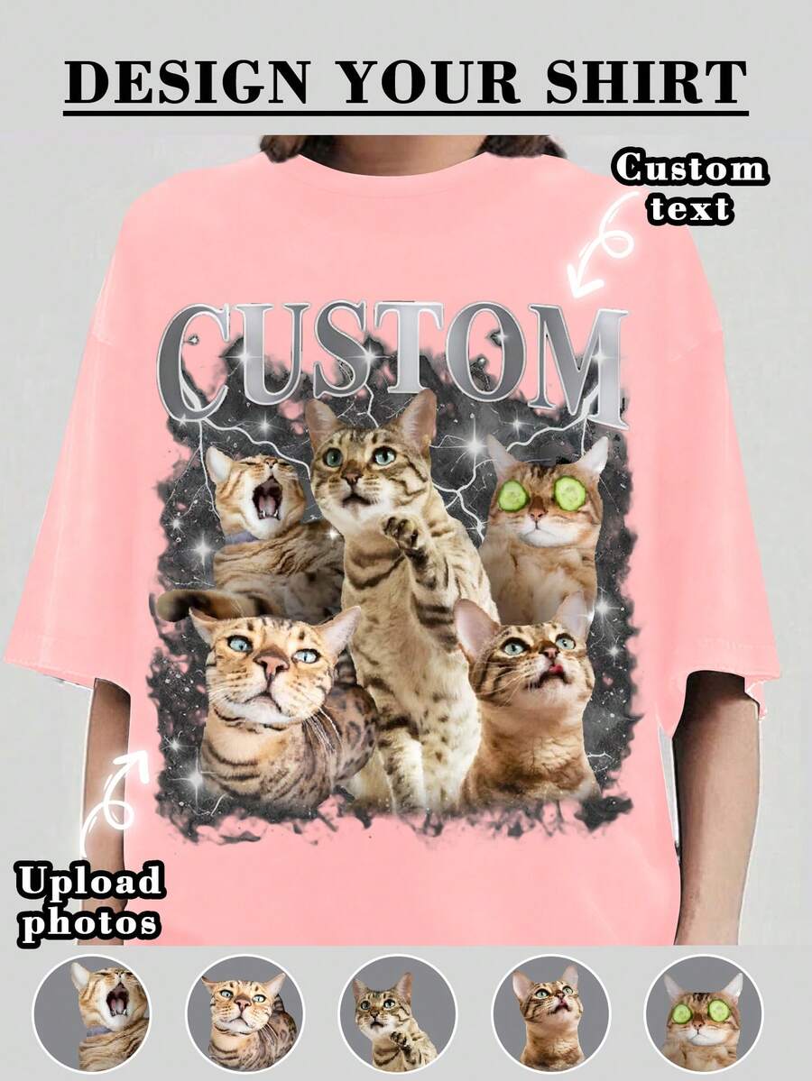 Customized Women's T-Shirt - Add Your Own Text And Images (Family Photo/Selfie/Pet Photo/Friend Photo/Party Photo) To Design Your Own Personalized Printed T-Shirt