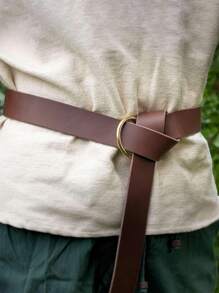 1pc Plus Size Medieval PU Leather Belt, Unisex, Vintage Renaissance Viking LARP Costume Belt With O-Ring, Adjustable Cosplay Accessory - A - View 4
