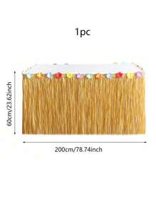 1 pieza Falda de mesa tropical hawaiana de color amarillo paja, decoración reutilizable y de fácil colocación para fiestas luau, bodas en la playa y eventos al aire libre