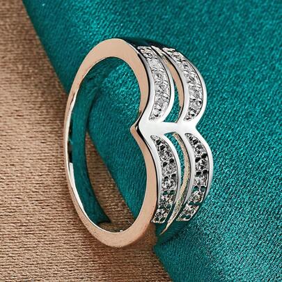 925 Sterling Silver Plated Crown 7-10# Ring For Women Wedding Engagement Party Fashion Jewelry