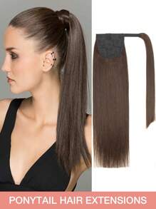 Extensiones de cabello humano con cola de caballo, extensiones de cabello con clips para uso diario, fácil de usar, extensión de cola de caballo de color natural para mujeres, larga y recta