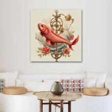 1 Piece Home Decor Wall Framed Canvas Fish Pattern Home Decor Framed Canvas Wall Art Paintings For Living Room - Canvas Framed Print Wall Artworks Bedroom Decoration Office Wall Decor