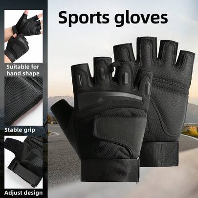 1 双男式半指户外运动骑行手套，加厚防滑手掌，适合训练