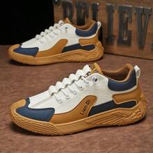 Men's Casual Contrast Color Everyday Sports Sneakers, Versatile - White - View 4