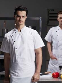Unisex Chef Jacket, Short Sleeve, Solid Color Chef Coat For Hotel Restaurant Uniform