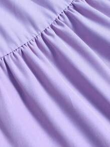 Women's Lavender Pleated Elastic Waist Vacation Skirt - Violet Purple - View 5