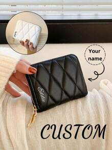 Perfect Gift For Mom'S Birthday, Anniversary Or Mother'S Day.Fashionable Vintage Diamond Plaid Lady Wallet Handbag Business Card Skull Y2k Punk Coin Embroidery Glossy Surface Multi-Functional Multi-Position Women Short Office Travel Festival Holiday Retro - Multicolor - View 1