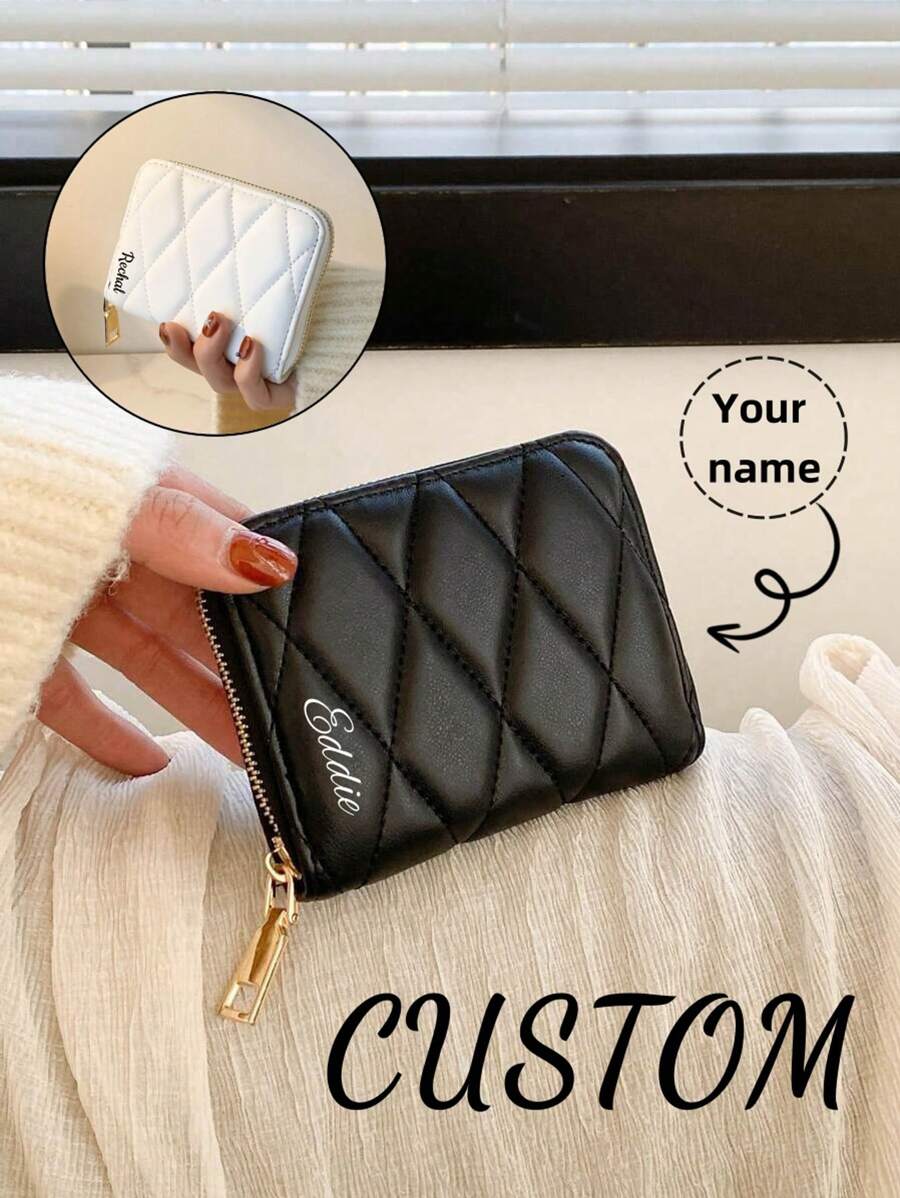 Perfect Gift For Mom'S Birthday, Anniversary Or Mother'S Day.Fashionable Vintage Diamond Plaid Lady Wallet Handbag Business Card Skull Y2k Punk Coin Embroidery Glossy Surface Multi-Functional Multi-Position Women Short Office Travel Festival Holiday Retro - Multicolor - View 1