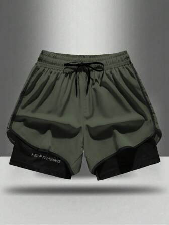 Men's Solid Color Casual Sports Shorts, Light Breathable Fabric, Quick Dry