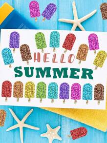 (500 Stück/Rolle) Sommer Laser Eis-Lutscher Wasserfeste Aufkleber, 9 glänzende Farben, selbstklebende Dekoraufkleber für Umschläge, Tagebücher, Party-Zubehör, Geschenkverpackung