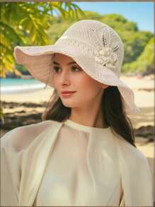 2025 女士可折叠草编太阳帽 - UPF 50+ 夏季海滩配件，4 种颜色，小巧时尚，适合户外、公园和旅行 - 彩色 - 查看 16