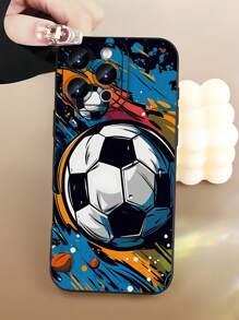 1 قطعة كفر هاتف مضاد للسقوط ذو تصميم فريد ومبتكر مرسوم بلون أسود للكرة القدمية متوافق مع أجهزة آيفون 16، 15، 14، 13، 12، 11 برو ماكس والسلسلة - متعدد الألوان - مشاهدة 2