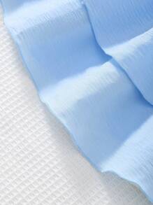 Young Girl Cute Bowknot Adjustable Strap Pleated Double-Layer Hem Light Blue Dress - Blue - View 8