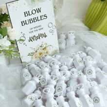 1 Set Wedding Bubble Bottle Party Favor Packs, Includes Wooden Blow Bubble Sign 50 Mini Bottles And 50 Stickers, Liquid Free For Weddings Babyshowers Birthdays Graduation And Valentine's Day Gifts - 1 Set - 查看 8