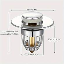 通用浴室水槽塞，带毛发收集器，适用于 1.26-1.97 英寸排水孔，弹簧芯浴缸排水盖，弹跳式水槽塞，盆底排水过滤器，浴室配件，浴室工具 - 銀色 - 查看 4