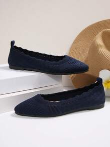 Sapatilhas femininas clássicas de bico , sapatos casuais elegantes e lisos para atividades ao ar livre, confortáveis, antiderrapantes e leves