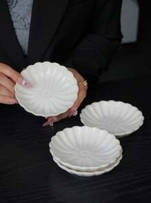 1/2/4 件陶瓷花卉图案调味品/蘸酱碟，复古风格调味品/莎莎酱/酱油/芥末酱托盘，多功能调味品盘，学校用品 - 多 - 查看 3